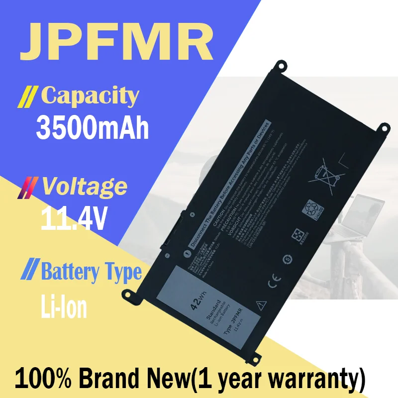 JPFMR batería del ordenador portátil 11,4 V 42Wh para Dell Chromebook 3400 3100 2 en 1 Inspiron 14 5000 5493 5488 5593 7MT0R 7T0D3