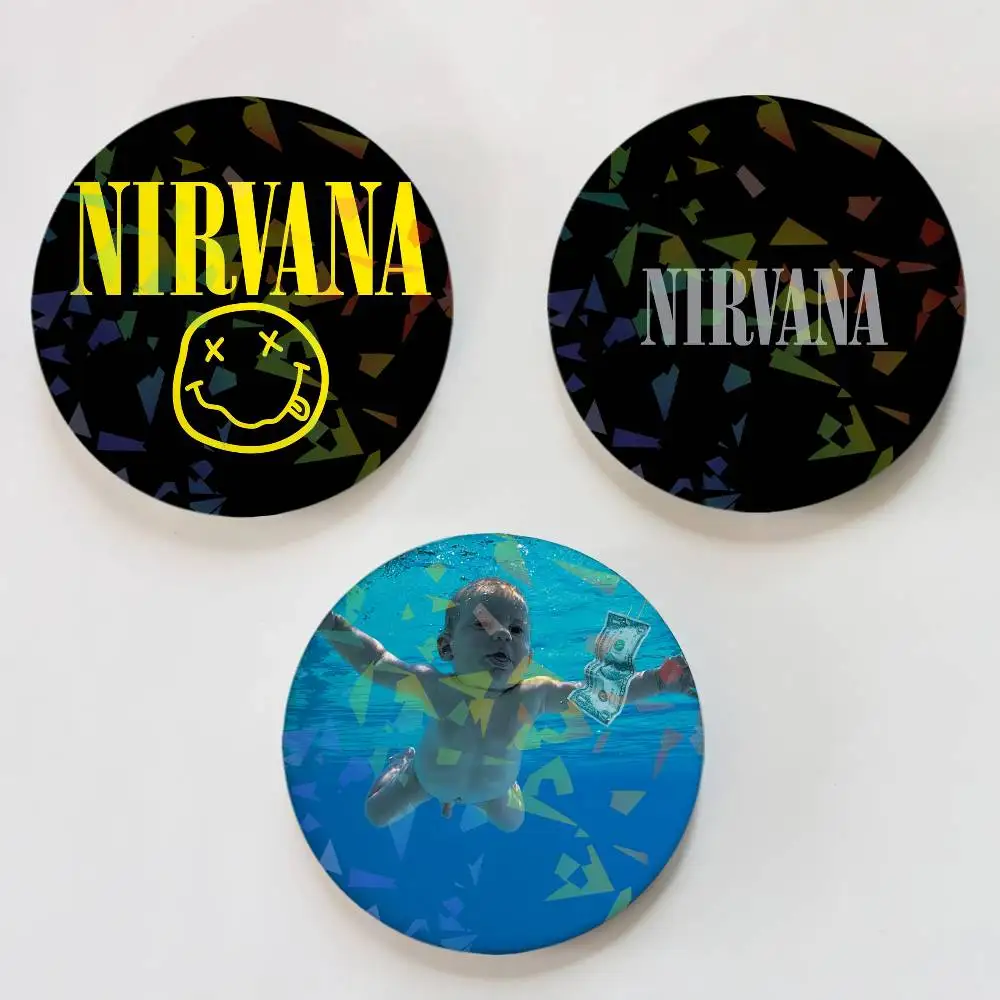 Band N-NiRvAnA-A Badges Round Laser Badge Brooch Backpack Accessories