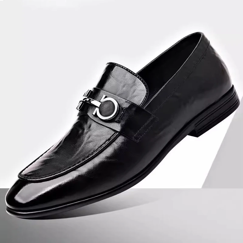 Men's Casual Shoes Genuine Leather Mens Classic Retro Buckle Loafers Moccasins Men Comfortable Outdoor Driving Flats