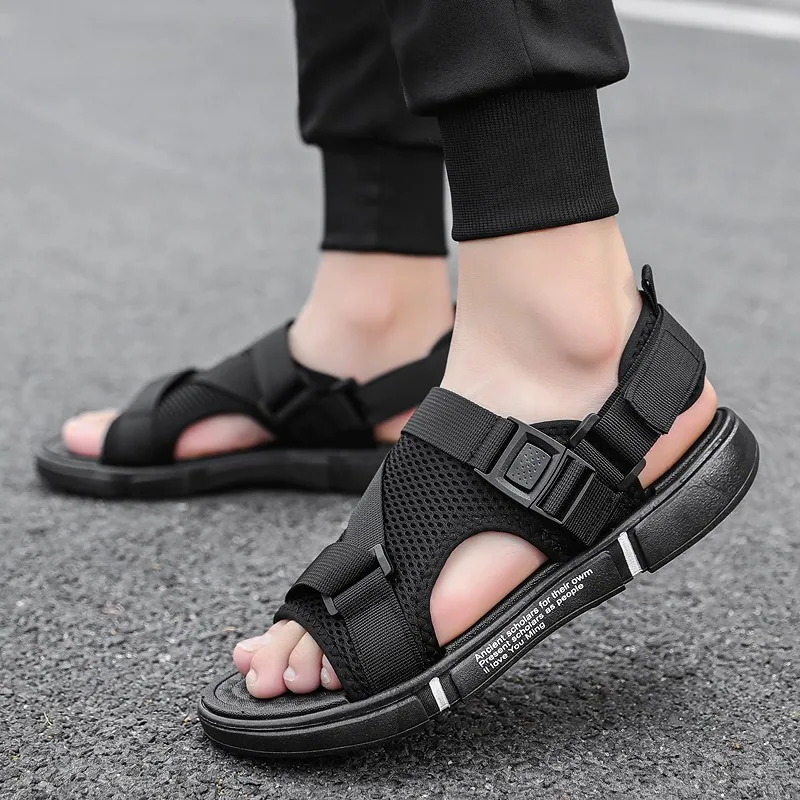 Sandals Soft Men Comfortable Non-Slip Men Shoes High Quality Woven Beach Sandals Mens Gladiator Sandals Summer Casual Flat Shoes