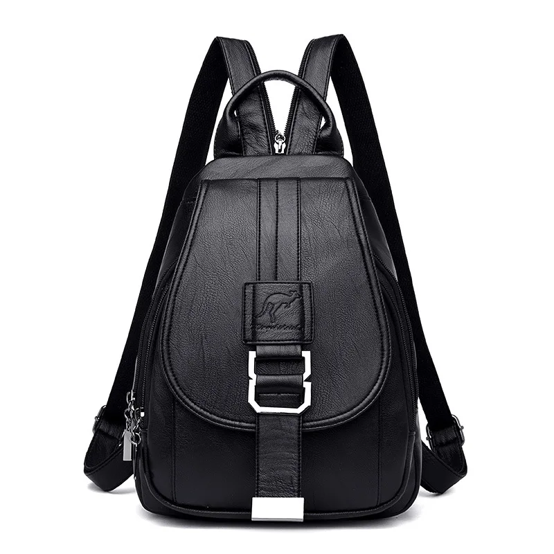 Women Leather Backpacks Vintage Female Shoulder Bag Sac A Dos Travel Ladies Bagpack Mochilas School Bags Girls Preppy Bookbag