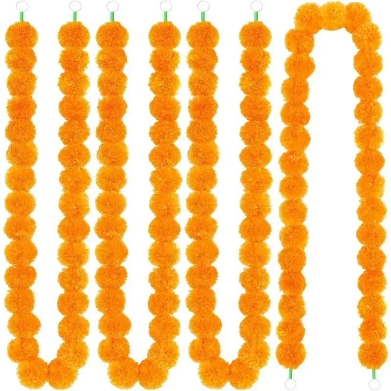 150cm Künstliche Ringelblumen-Girlande, Kunstblumen-Ketten für Halloween, Diwali, Hochzeit, Party, Innenräume, Esszimmer, Hängende Blumendekoration – Detail 7