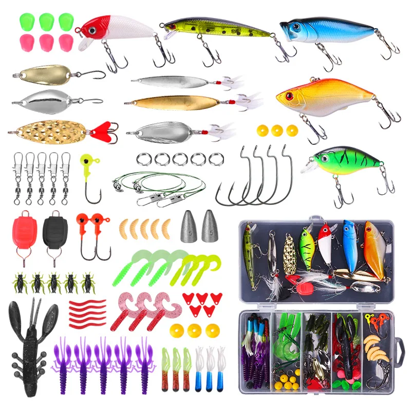 Fishing Aceessories 88 Pcs Lure Baits Sets Fishing Tackle with Soft Lure Crankbait Jigging Lure Metal Spoon Kits