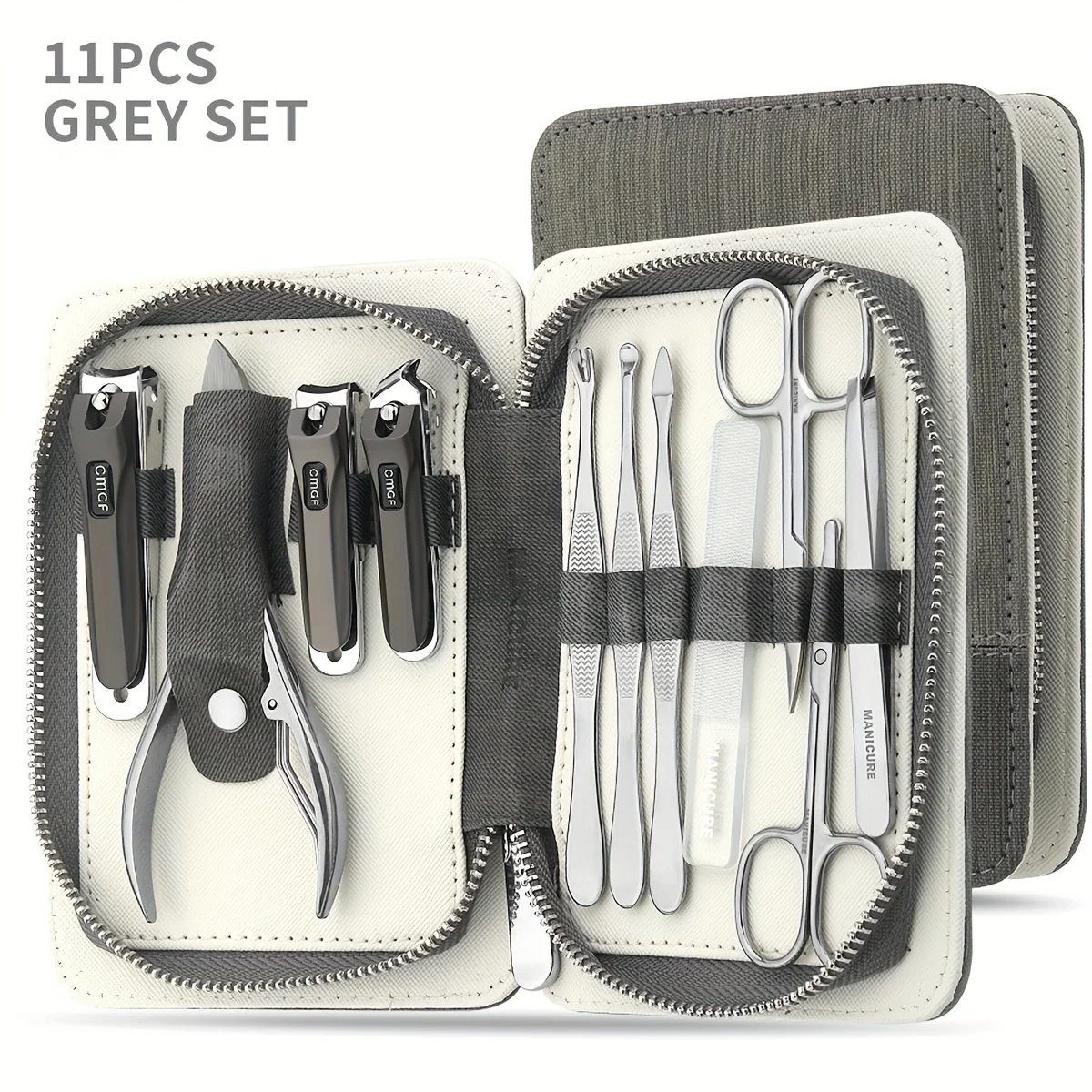 New 9in 1 High quality Manicure Set Practical Kit Stainless Steel Nail Clippers with Leather case Gift for Man/Women