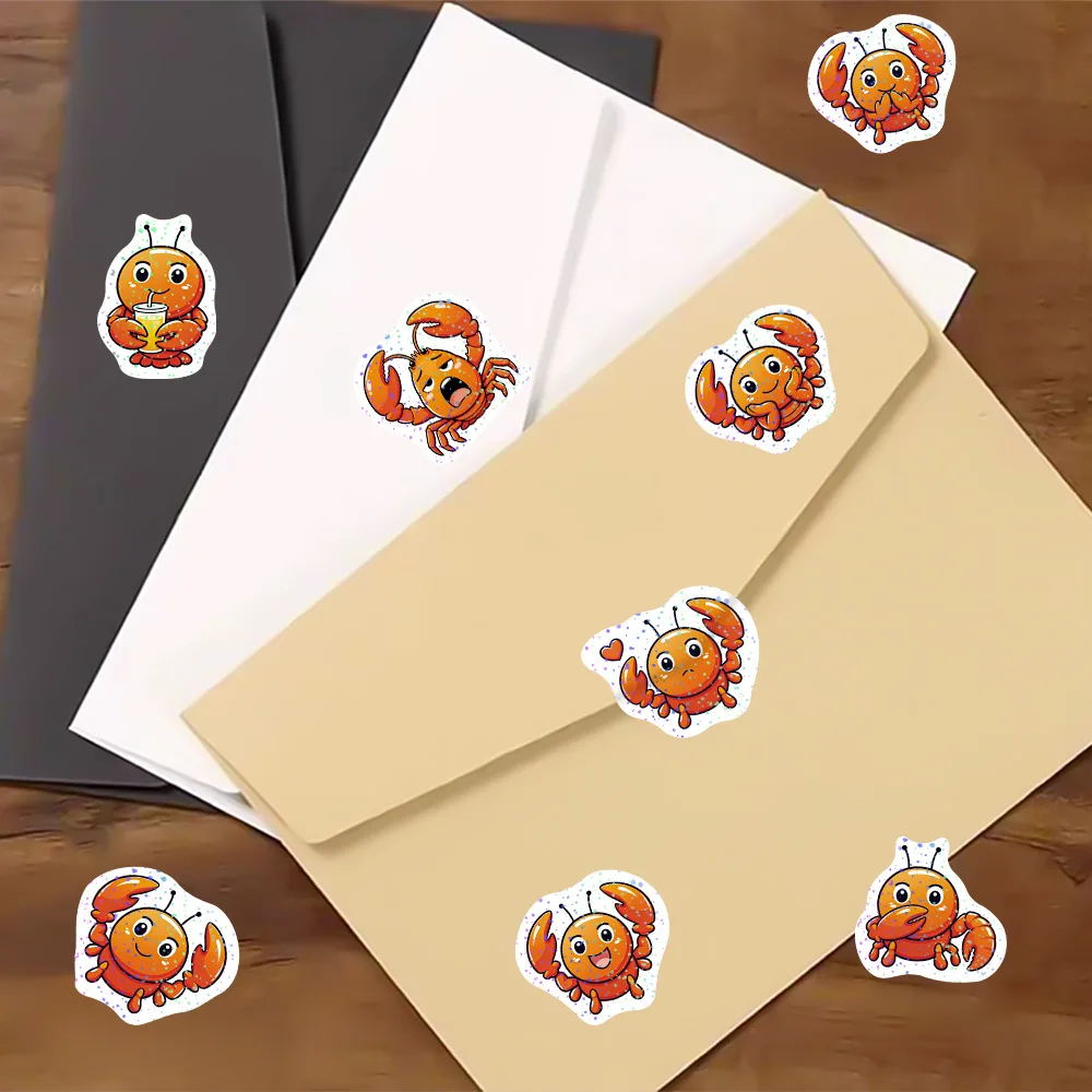 50-500Pcs Laser Lobster 2.5cm/1inch Marine Life Sticker Decoration Gift Box Sticker Label Stationery Sticker