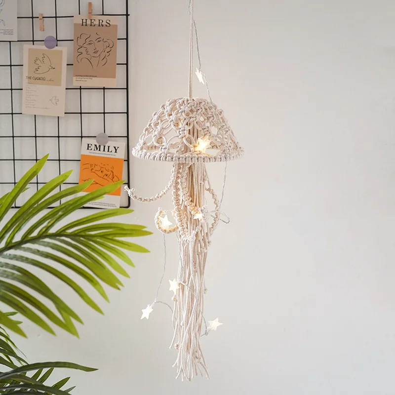 Nordic style handmade cotton rope weaving ornaments creative jellyfish shape children's room bedroom aerial ornaments cross-bor