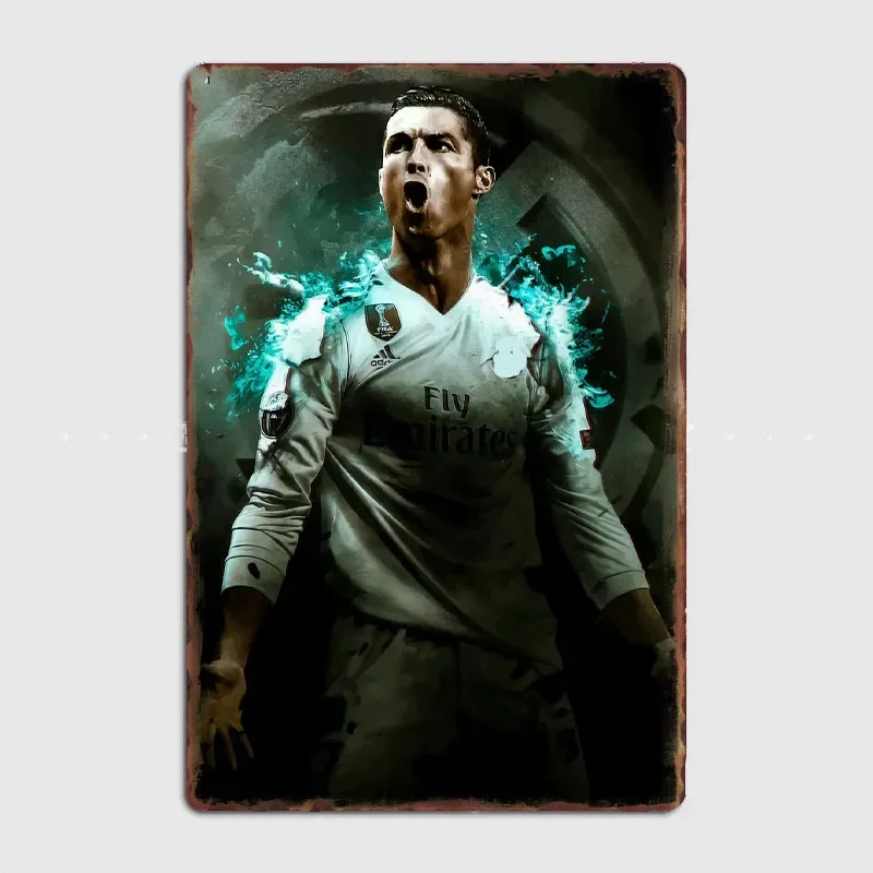 Cristiano Ronaldo CR7 Football Player Metal Sign Poster Bar Signboard Interior Wall Room Decoration Living Vintage Home Decor