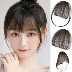 Clip in Bangs 100% Human Hair Extensions Hair Clip Natural Black Fringe with Temples Curved Bangs for Women Daily Wear