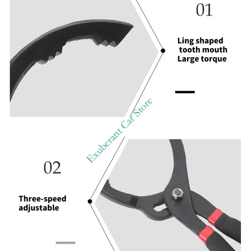 Oil Change Filter Pliers Set, 2 Piece Curved Serrated Grip Wrench With Rubber Grip Handles and Two Length Design for Car 4