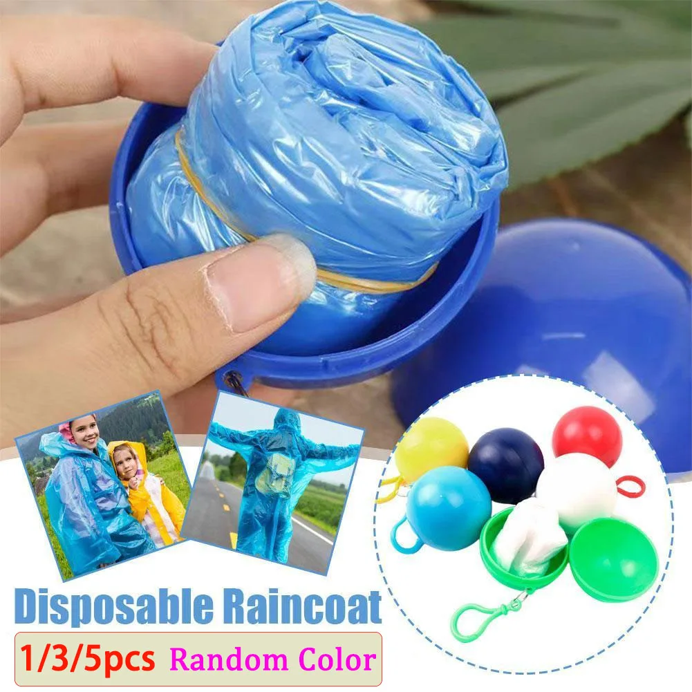 1/3/5pcs Mini Portable Raincoats Ball Colorful Disposable Thicken Rain Ponchos Emergency Waterproof Rainwear Cape Keyring Balls