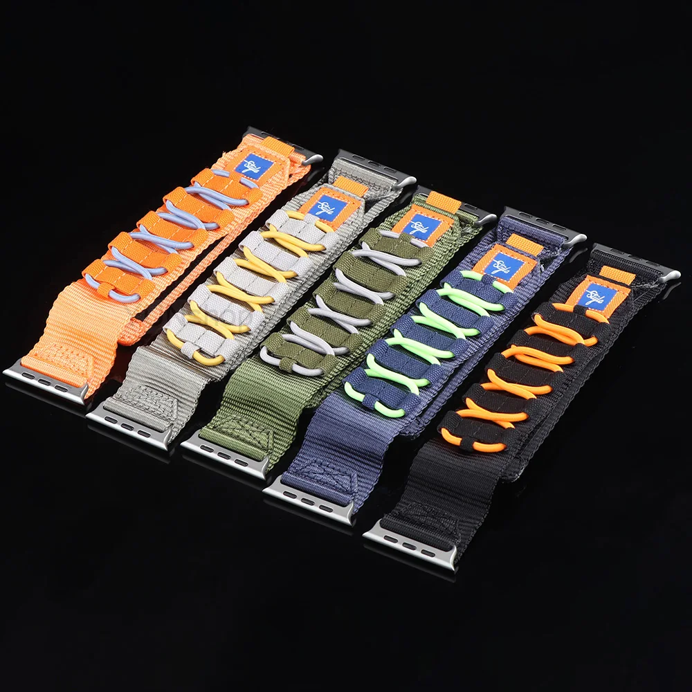 Wide Nylon Loop Strap For Apple Watch Band 9 8 7 45mm Ultra 2 49mm Breathable Outdoor Sport Band For iWatch 6 5 4 3 SE 44mm 42mm