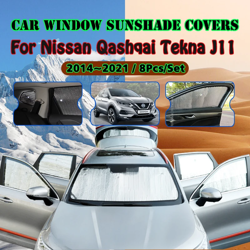 

Full Covers Sunshades For Nissan Qashqai Tekna J11 2014~2021 2018 Car Accessories Sun Protection Windshields Side Window Visor