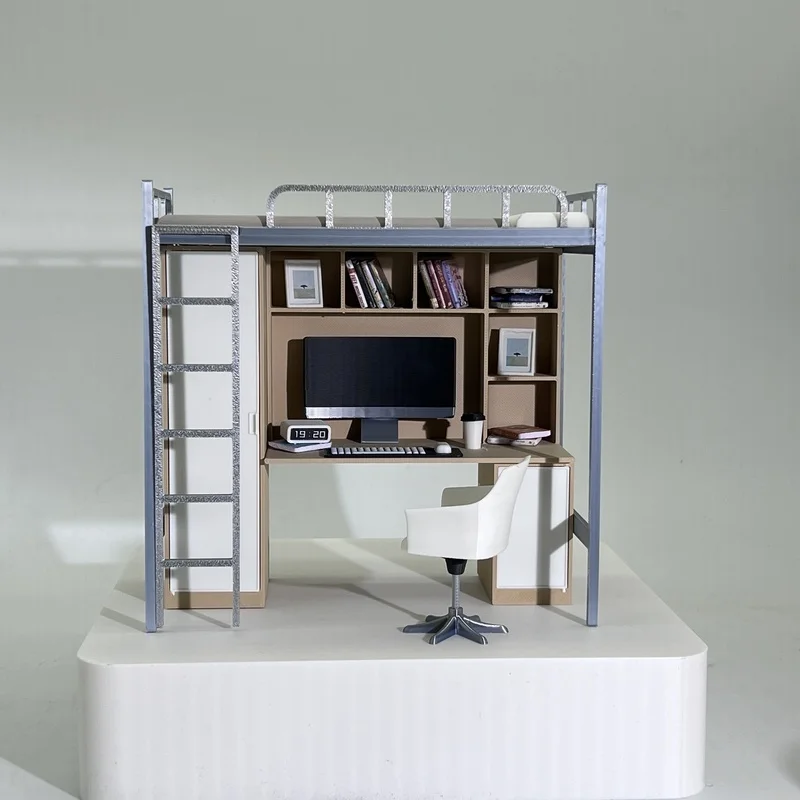 Original [Cama de dormitorio universitario] Adorno modelo en miniatura 12:1