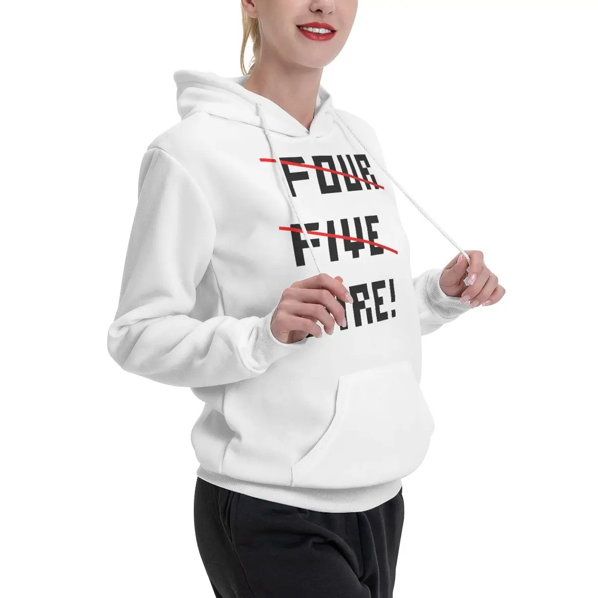 Couples Plus Velvet Hooded Sweater FOUR I MEAN FIVE I MEAN FIRE Canvas Casual Graphic Kawaii With hood Hoodie High grade Home