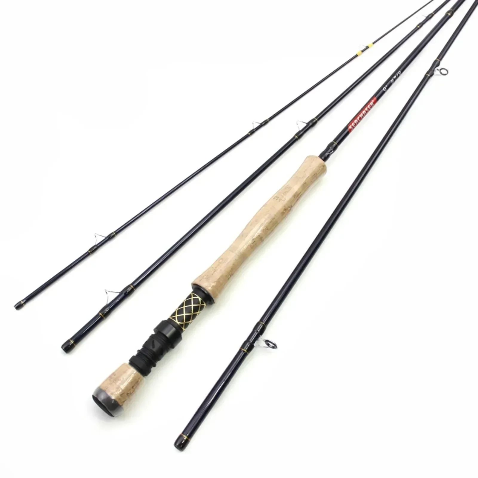 1.98M-2.7M Carbon 4 Sections Fly Fishing Rod LW 7/8 Fast Action Freshwater Fly Rods for Trout Salmon Fishing Portable Sea Pole