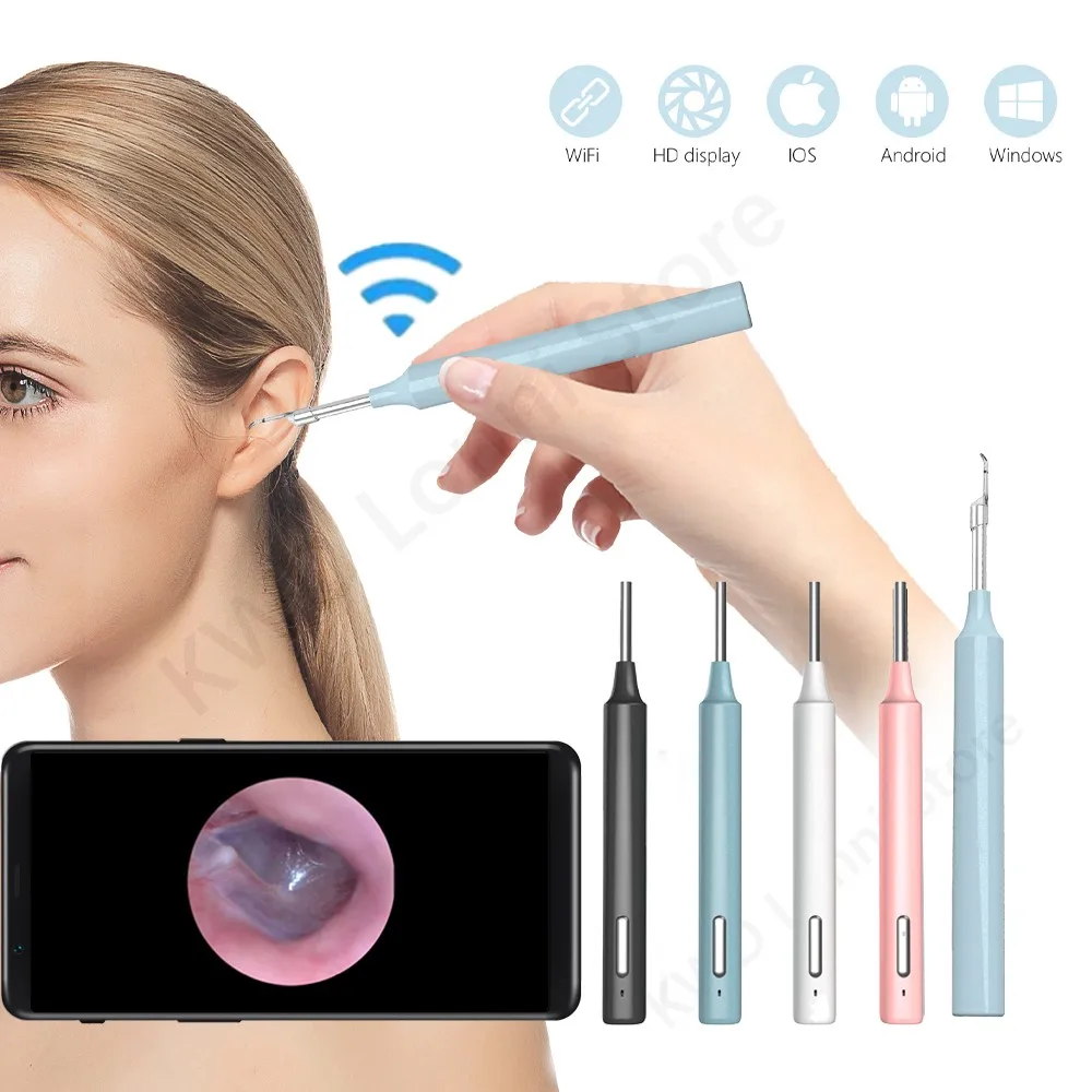 

Ear Cleaner Ear Wax Removal Tool With Camera Otoscope 1080P Wireless WIFI Ear Cleaning Kit Smart Visual Ear Stick Health Care