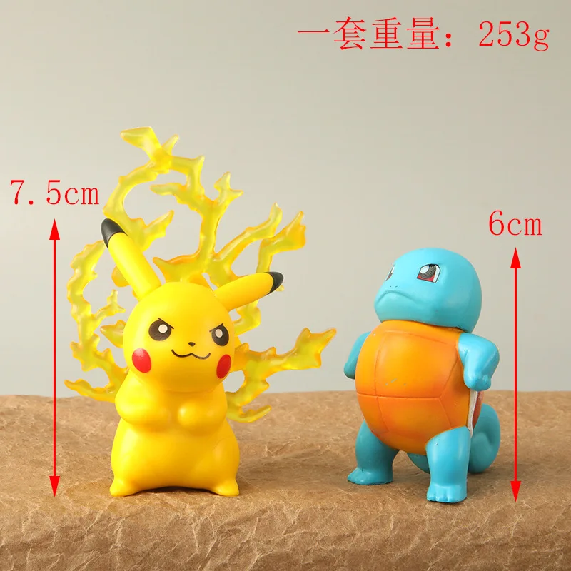 5Pcs/Set New Anime Pokemon Pikachu Action Figures Dolls Charizard Squirtle Psyduck Gengar Cartoon Model Toys Kids Birthday Gift