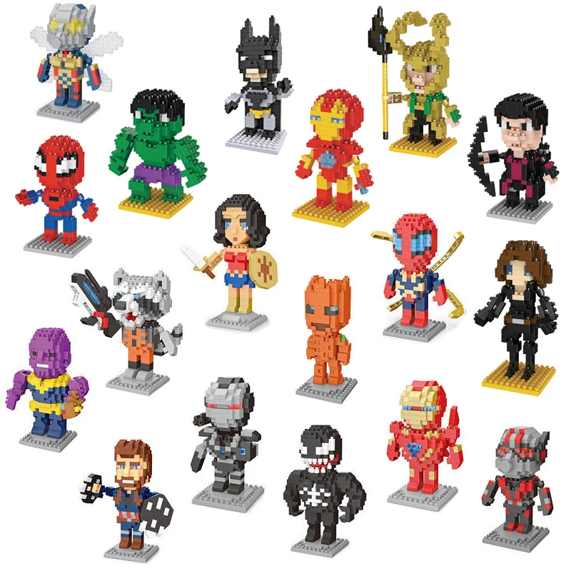 Classic Movie Action Figure Builidng Blocks Toys Batman Iron Man Spiderman Mini Bricks Small Particles Assembled Blocks Sets