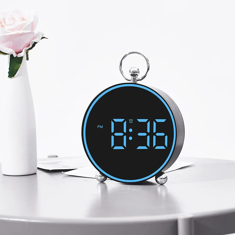 Voice Control Digital Alarm Clock With Mood Light TEMP Date Night Mode Snooze Table Clock12/24H Anti-disturb LED Clock