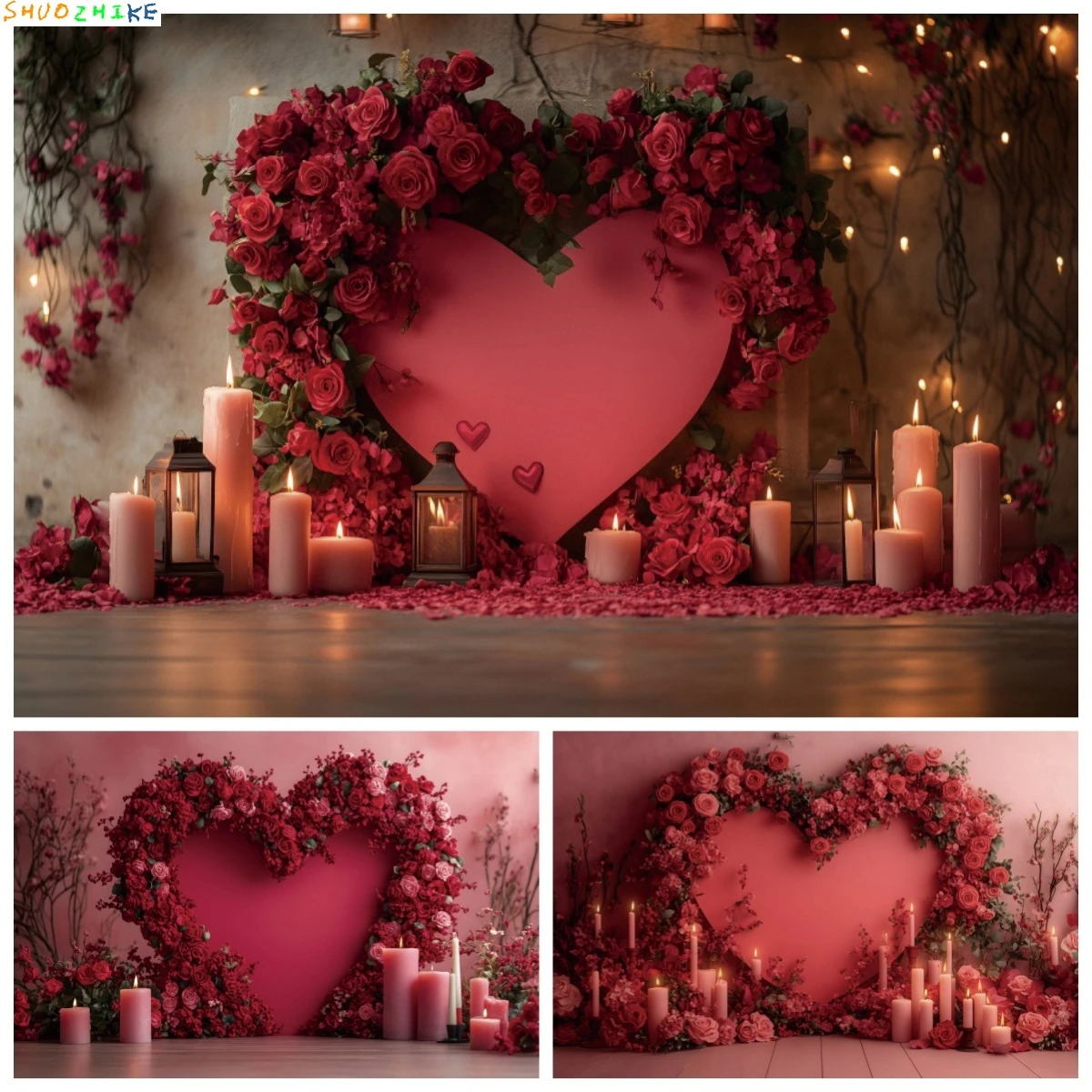 

Love Heart Arched Flower Backdrops Valentine's Day Wedding Party Decor Bridal Shower Artistic Portrait Photography Background
