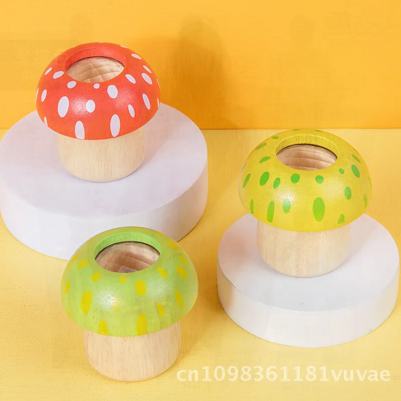 Kaléidoscope champignon en bois coloré, jouet pour bébés, éducation précoce, jeu magique multi-prisme pour enfants