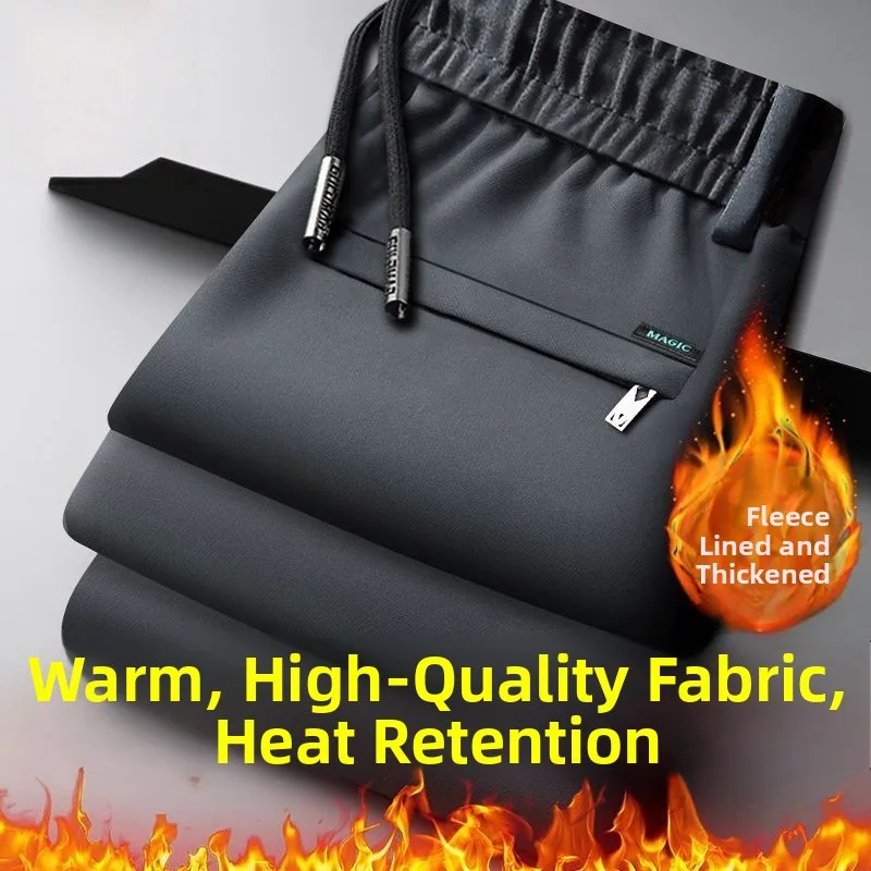 

Thiened Fce Men's Pants Loose Fit Warm Winter Trousers Faionable Urban Sle Straight Leg Pants for Young Men