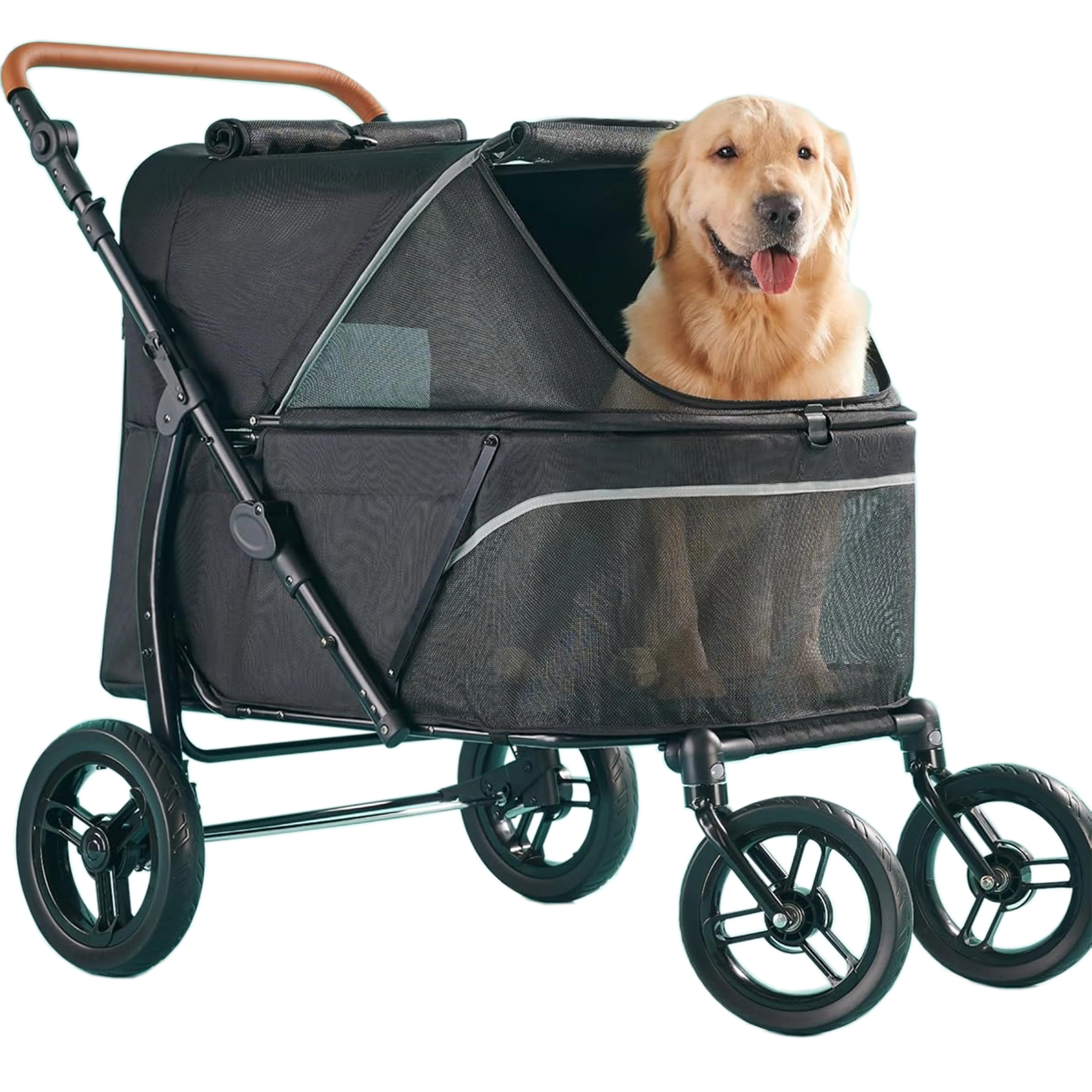 

Высококачественная складная портативная алюминиевая роскошная модная тележка-переноска на молнии с 4-колесной коляской для домашних животных для собак