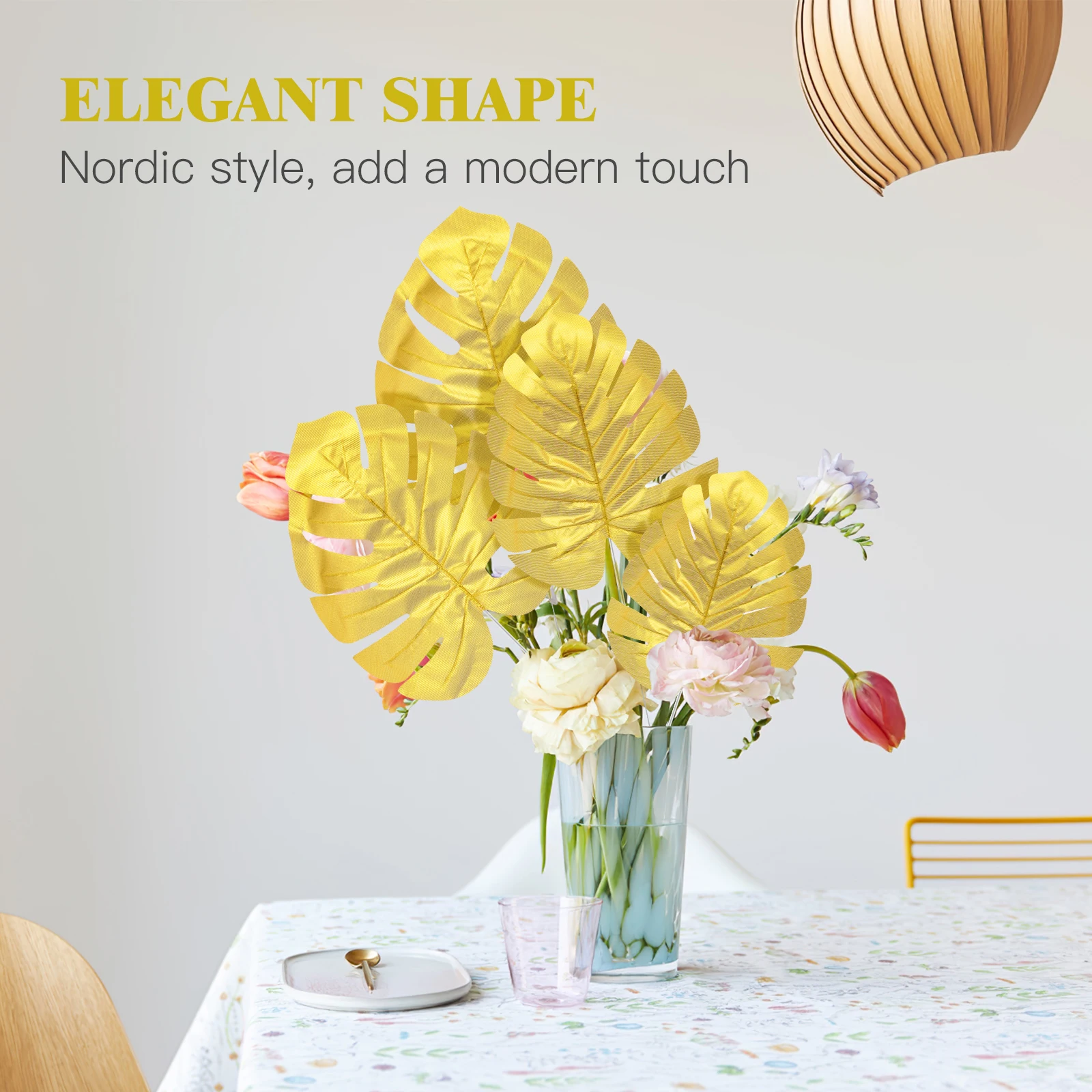 

15pcs Simulation Golden Monstera Leaves Artificial Wedding Decor Reusable Home Garden Balcony Decorations