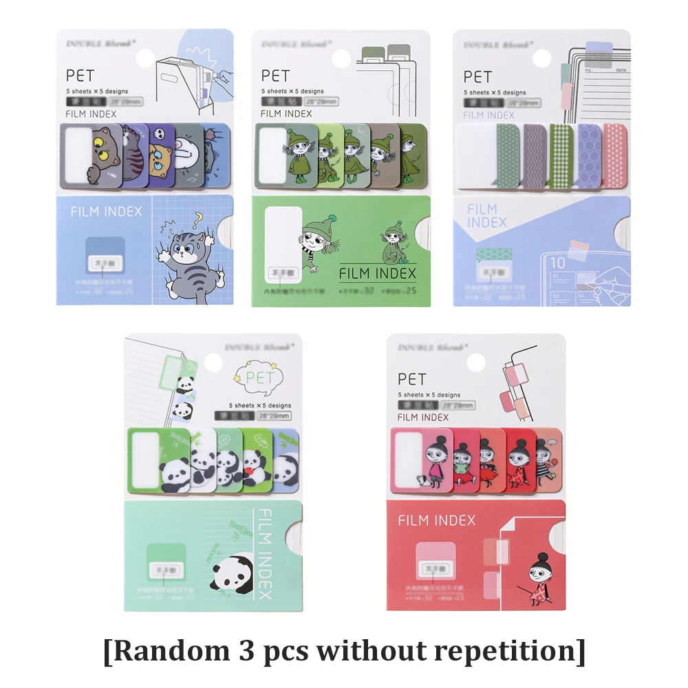 Cartoon waterdichte handige index-sticky notes voor studenten, kantoorclassificatie sticky notes, index-tags schattige naamstickers
