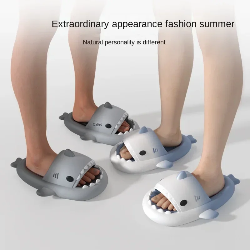 Nieuwe Zomer Haai Slippers Mannen Mode Slippers Effen Kleur Casual Huis Schoenen Eva Antislip Schoenen Womens Strand Grappige Haai Dia 'S