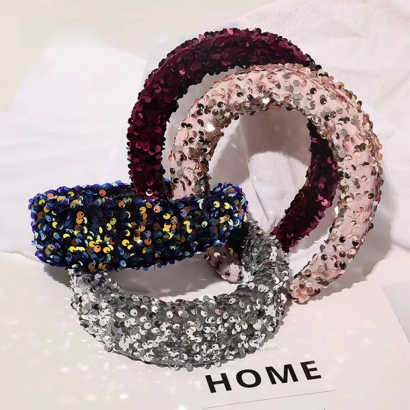 

High Quali Sequin Hairband Women's Faionable Par ow Hair Accories Increase Forehead Height Bridal Headwear