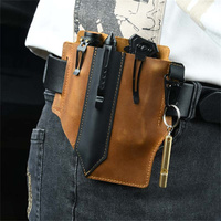 Leather Multitools Organizer Belt Sheath Holster Outdoor Camping Tactical Flashlight Case EDC Pocket Tools Pouch with Key Holder