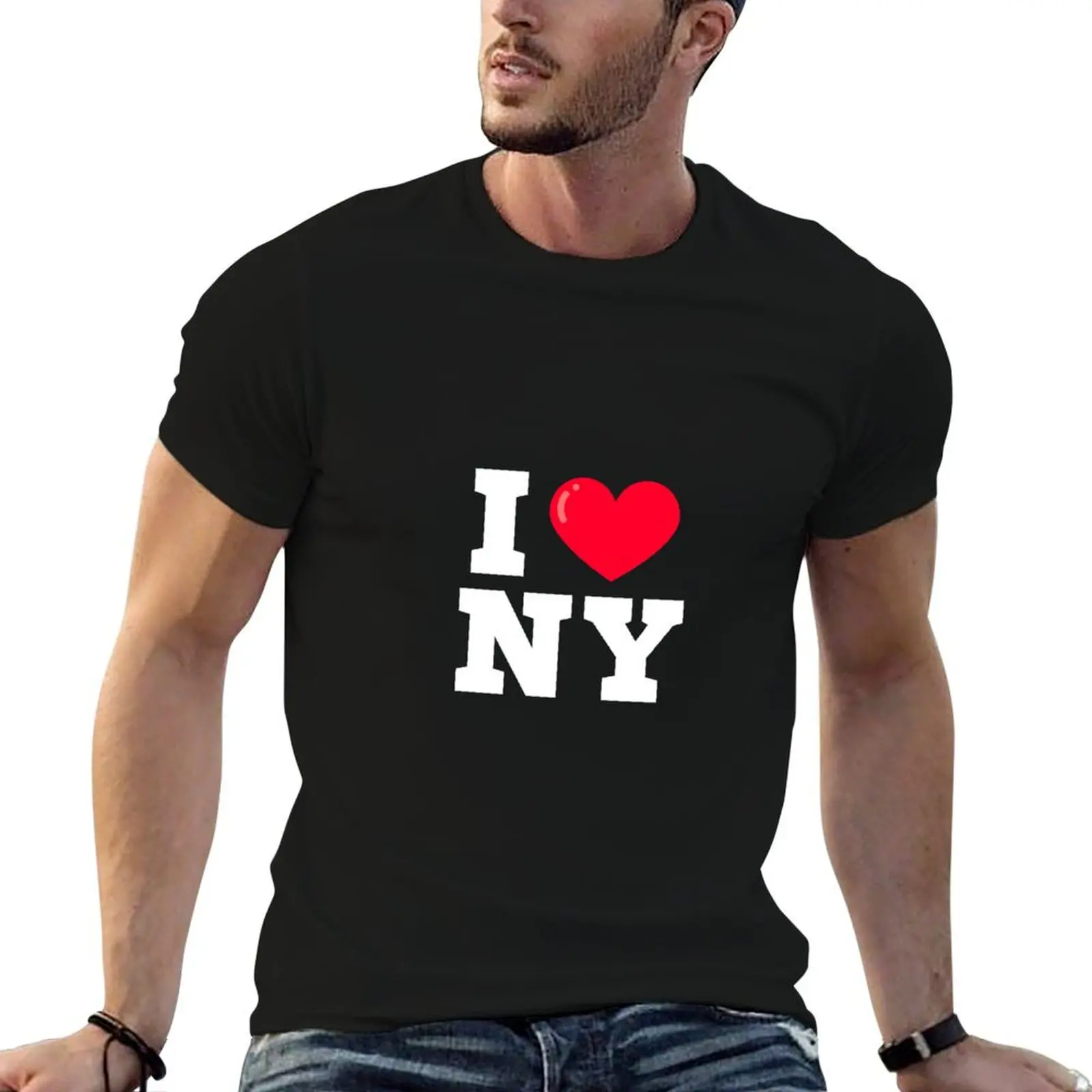 I Heart Ny Athletic Font T-Shirt Basic Casual Short Sleeve Cotton Shirt