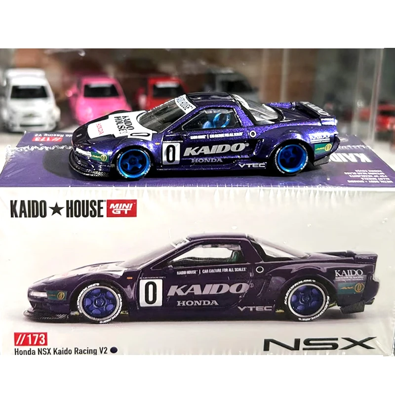 

MINIGT KHMG 173 NSX 1:64 Racing V2 Литая под давлением модель автомобиля с открывающимся капюшоном Kaido House