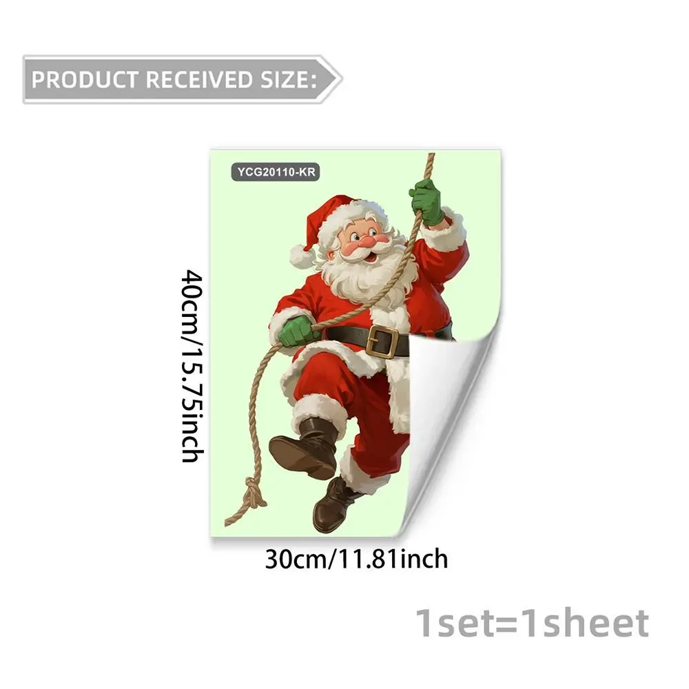 Glow-in-the-Dark Christmas Wall Sticker Cartoon Santa Snowman Deer Self-Adhesive Toilet Decals Multicolor Easy Apply