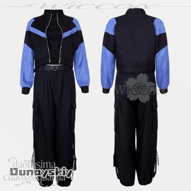 

Hemera@Asahina Mafuyu Cosplay Anime Game Project Sekai Crossover ZOZOT Costume Punk Sports Styles Black Jacket Pants Christmas