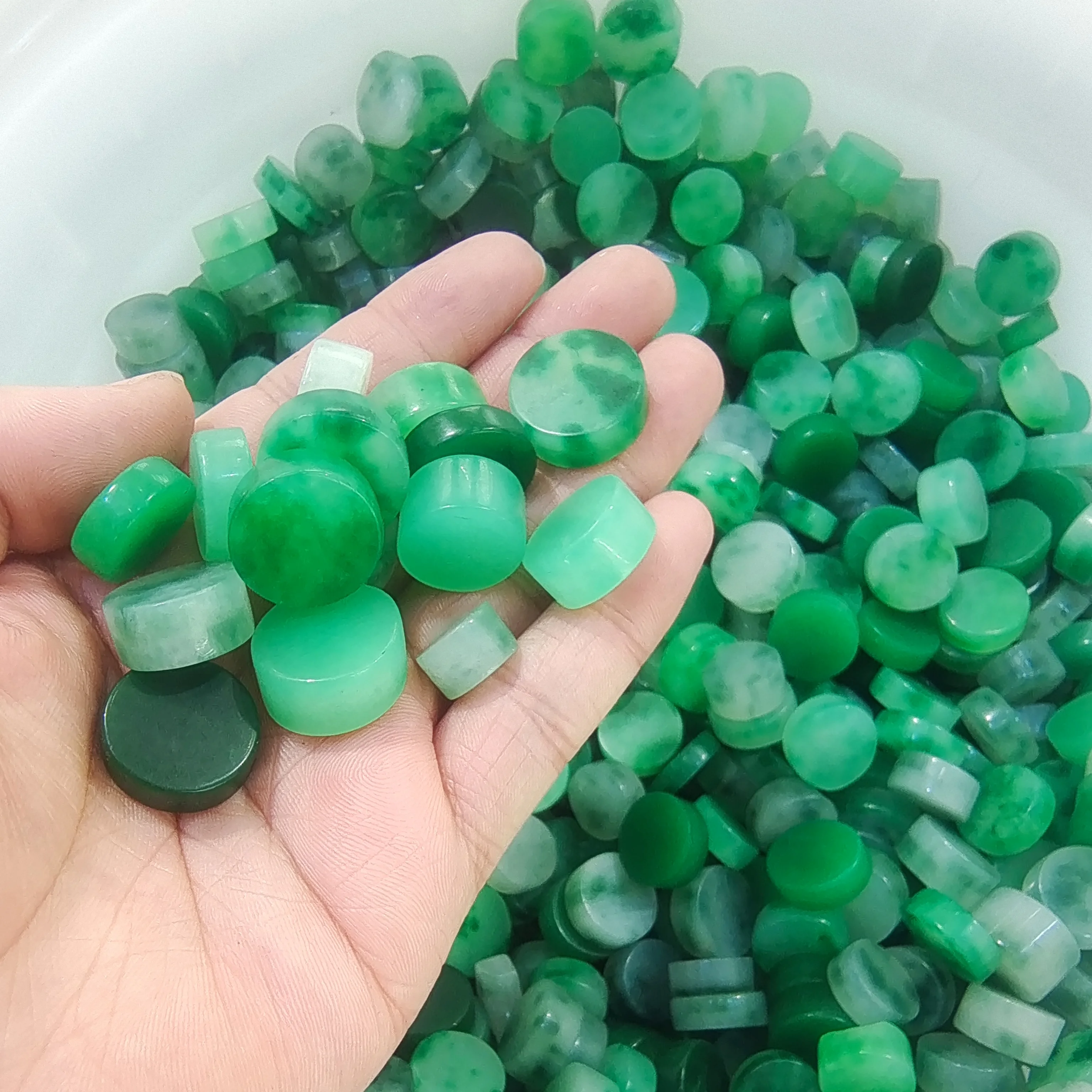 9-11mm Natural Green Jade wafer Jadeite Septa Emerald Jewelry Fashion Charm Accessories DIY