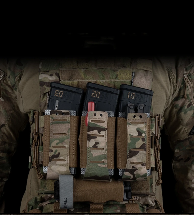 

MOLLE 5.56 Triple Mag Pouch Plate With Replaceable Pouch Cover for Plate Carrier Chest Rigs CS Game Accessories