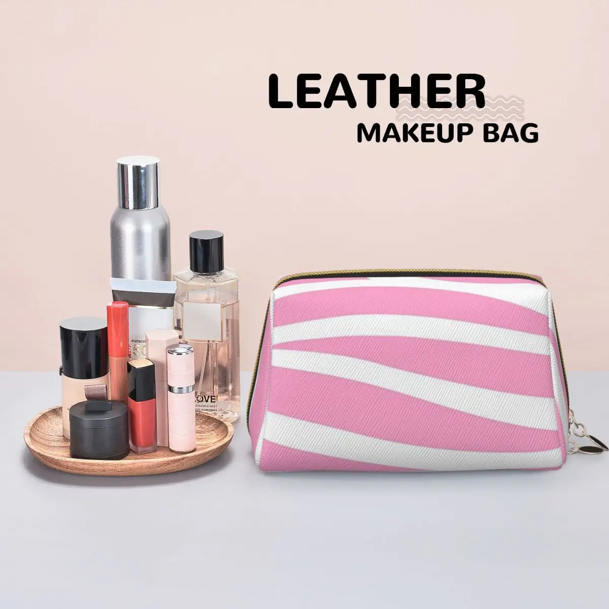 Zebra Pattern Pink Zebra Stripes Women Cosmetic Bag Travel Makeup Organizer Pouch Toiletry Storage Dopp Kit Box