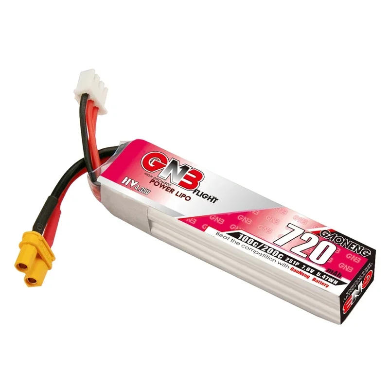 1-10 sztuk/zestaw GAONENG GNB 2S HV bateria Lipo 720mAh 7.6V 100C/200C XT30U-F wtyczka do RC FPV Whoop zestaw ze szkieletem dron wyścigowy Tinywhoop