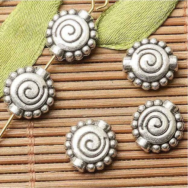 30pcs 10.7mm hole 1mm dark silver color 2sided 10.7mm wide swirl pattern spacer bead EF2679