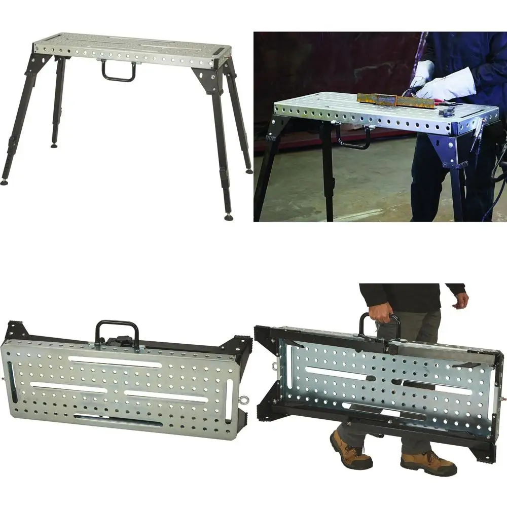 Adjustable Metal Welding Table Workbench with 1000-Lb Capacity, Height-Adjustable Steel Frame for Welding Metal Tools and Projec