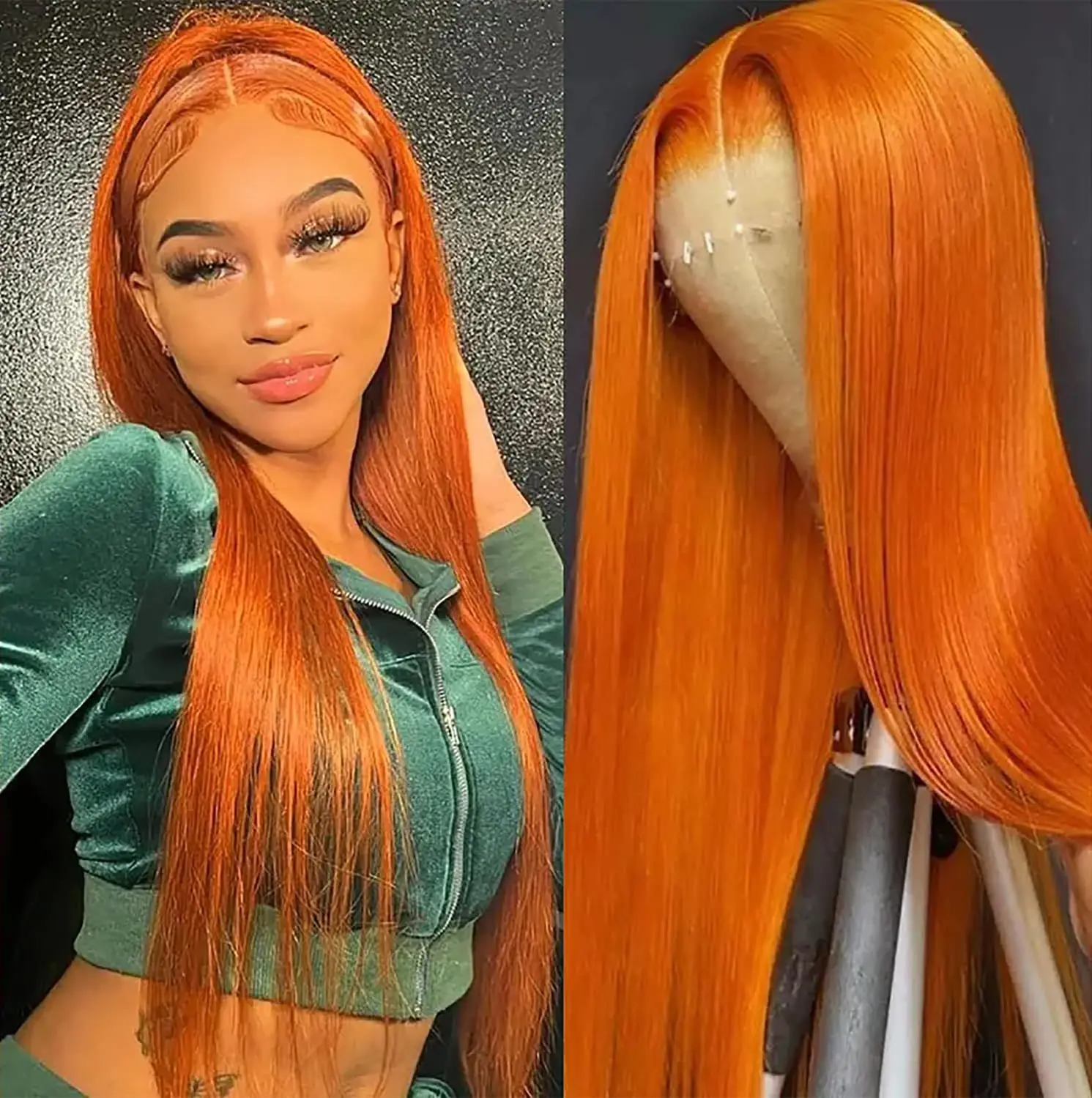 Gengibre laranja 13x6 hd peruca frontal de renda transparente 100% cabelo humano em linha reta 13x4 para mulheres escolha 30 40 Polegada peruca brasileira barata