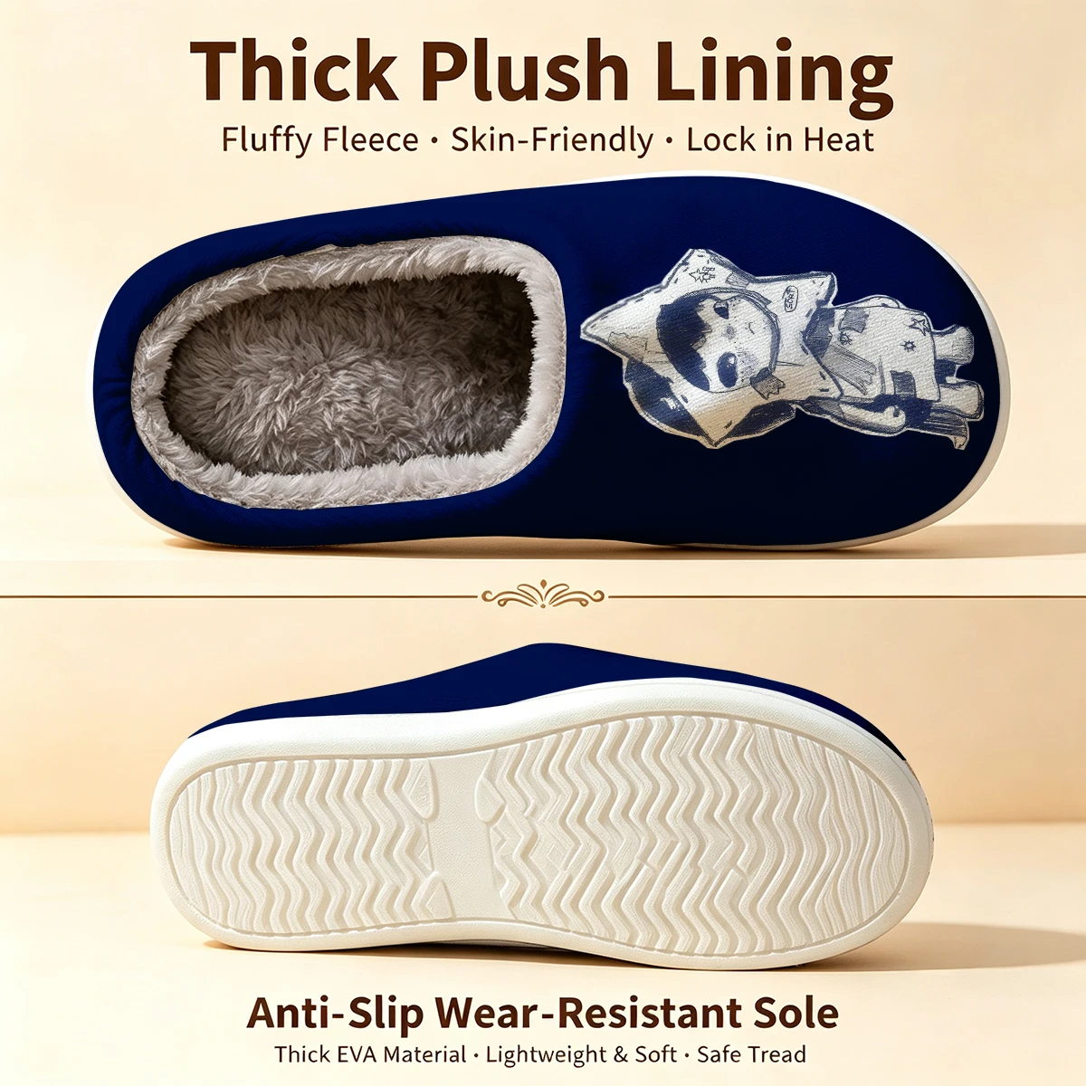 Star-Costumed Kid Christmas White Slippers Warm Plush Indoor Shoes Non-Slip Winter Slippers Family Holiday Gifts Soft view 6
