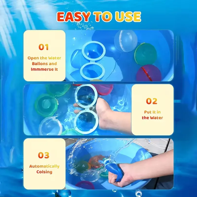 12/6/3/1 pçs balões de água reutilizáveis magnéticos preenchimento rápido auto vedação bola de água brinquedo ao ar livre verão piscina bolas de água