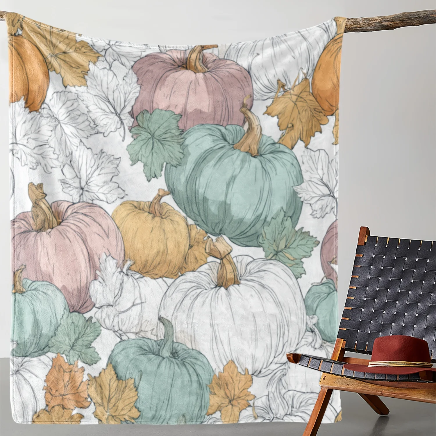 

1 шт. Sdoo винтажное фланелевое одеяло с принтом тыквы - мягкое теплое всесезонное уютное одеяло для дивана-кровати, автомобиля, офиса, кемпинга, путешествий,