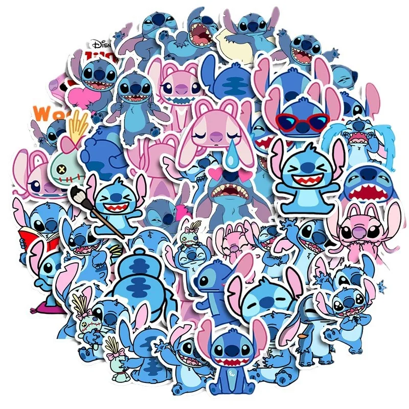 Cartoon Pink Blue Stitch Stickers Cute Kids Gifts Mobile Phone Water Cup DIY Photo Album Stickers Decoration