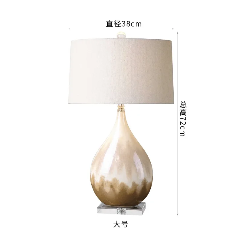 Modern Teardrop Shape Ceramics Table Lamps Rotundity White Fabric Lampshade Living Room Bedroom Study Office Reading Desk Lights