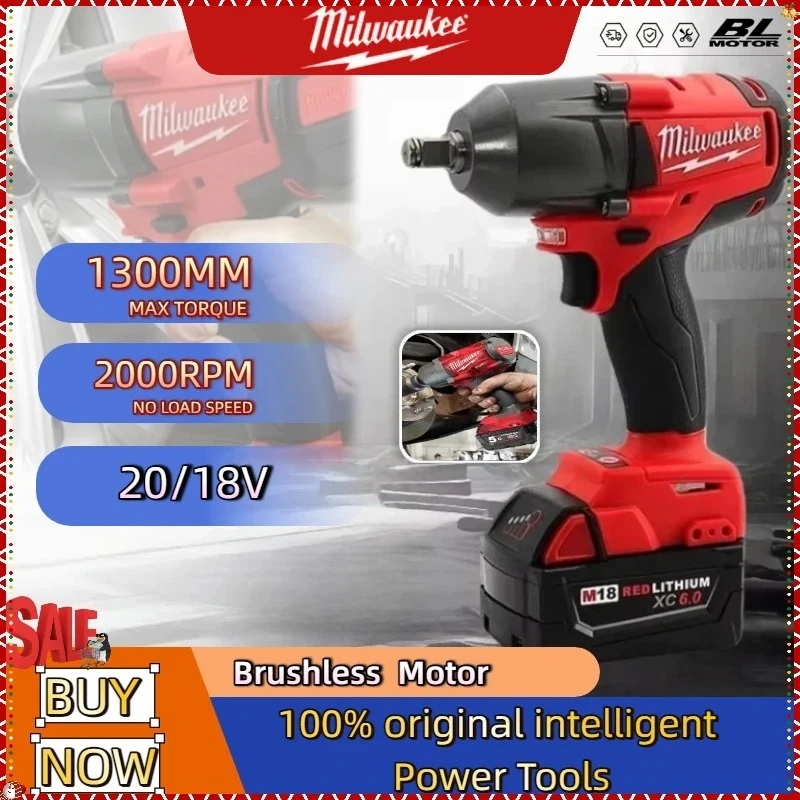 

Milwaukee 1300N.m Cordless Impact Wrench Car Truck Repair Power Tool Brushless Electric Wrench Large Torque With M18 Battery