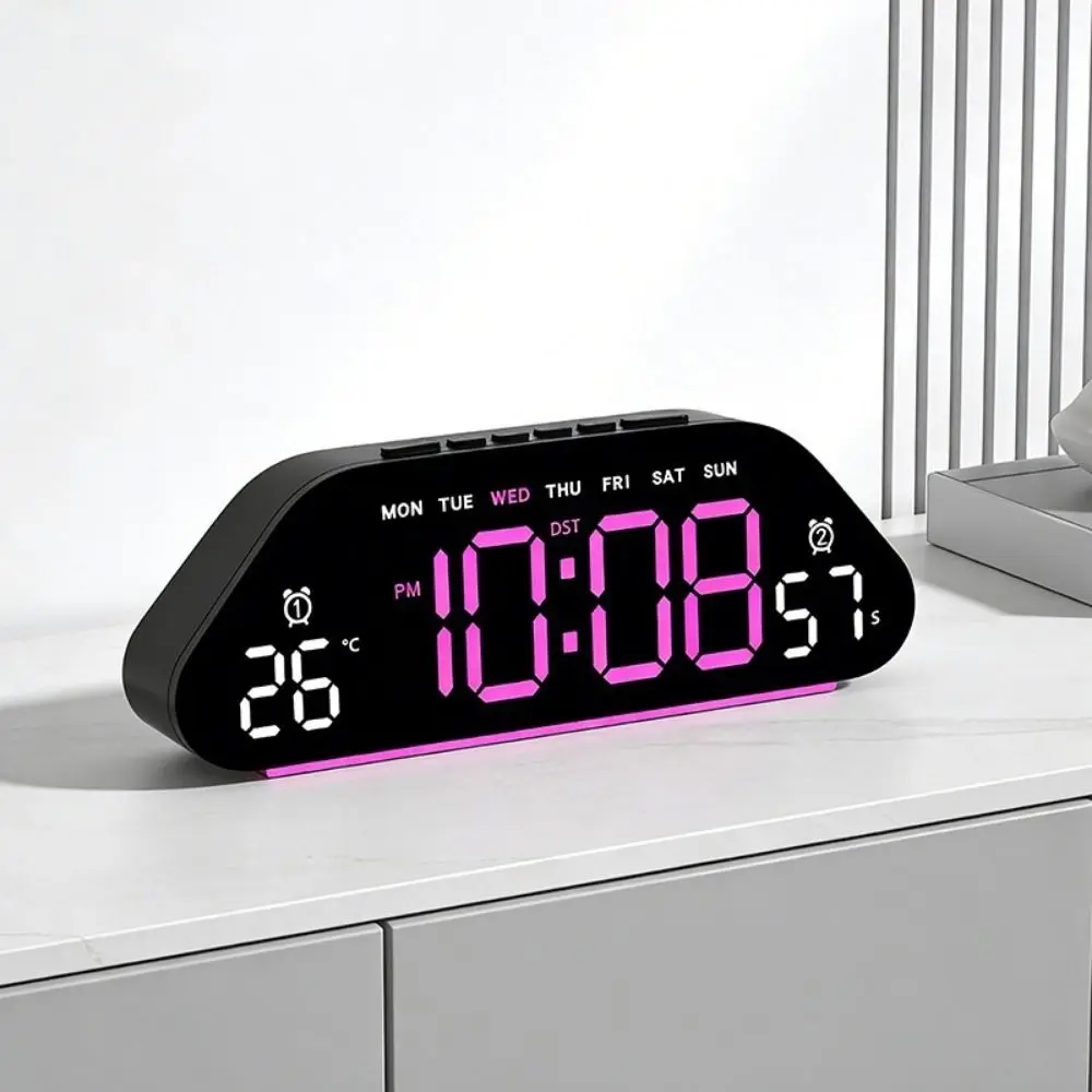 Temperature Display LED Alarm Clock Large Screen Dimmable Electronic Clock Multifunctional Humidity